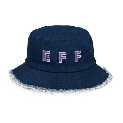 EFF Distressed denim bucket hat