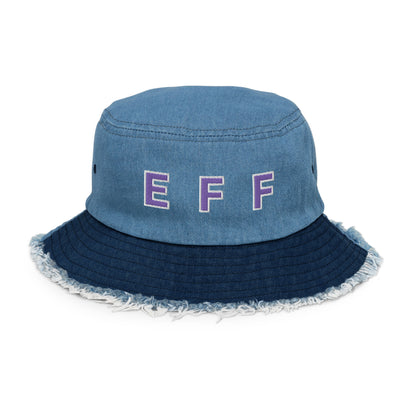 EFF Distressed denim bucket hat