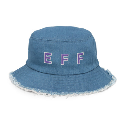 EFF Distressed denim bucket hat